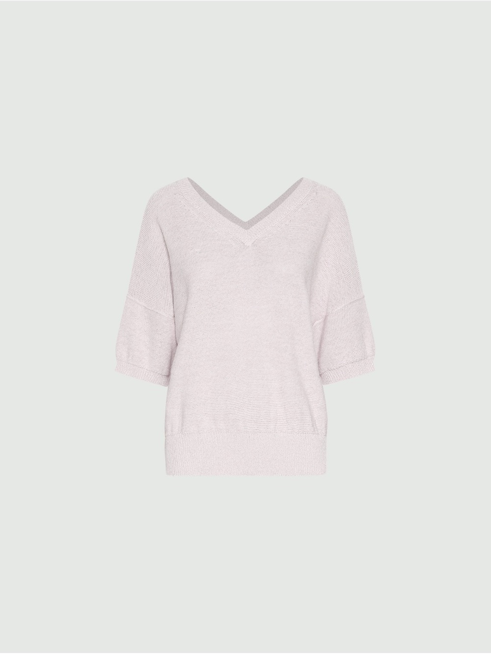 MARELLA Pale Pink V-Neck Short Sleeve Knit Sweater